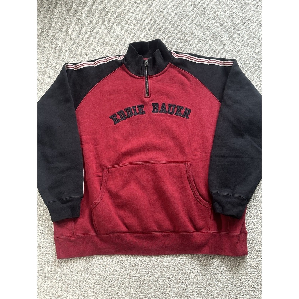 Eddie Bauer Sport Shop 1/4 Zip Pullover Men's Size XL Red Y2K Skater